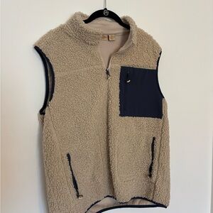 Men's Beige and Navy Sherpa Fleece Vest